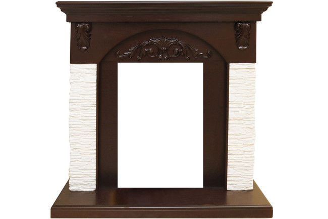 Каминокомплект Bern Сланец мелкий белый / Темный дуб с очагом Fobos FX Black в Ижевске Каминокомплект Bern Сланец мелкий белый / Темный дуб с очагом Fobos FX Black в Ижевске