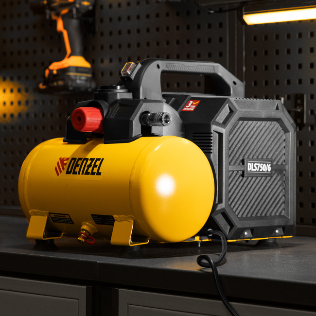 Компрессор  DLS750/6 безмасляный малошумный 750 Вт, 140 л/мин,ресивер 6 л Denzel в Ижевске
