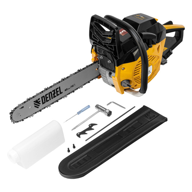 Пила цепная бензиновая DGS-4516, шина 40 см, 45 см3, 3 л.с, шаг 3/8, паз 1.3 мм, 57 звеньев Denzel в Ижевске