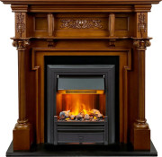 Каминокомплект Oxford - Орех с очагом Brookline Black Каминокомплект Oxford - Орех с очагом Brookline Black