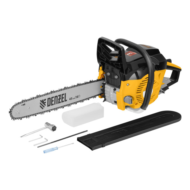 Пила цепная бензиновая DGS-5218, шина 45 см, 52 см3, 3.5 л.с, шаг 0.325, паз 1.5 мм, 72 звена Denzel в Ижевске