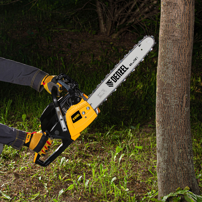 Пила цепная бензиновая DGS-5218, шина 45 см, 52 см3, 3.5 л.с, шаг 0.325, паз 1.5 мм, 72 звена Denzel в Ижевске