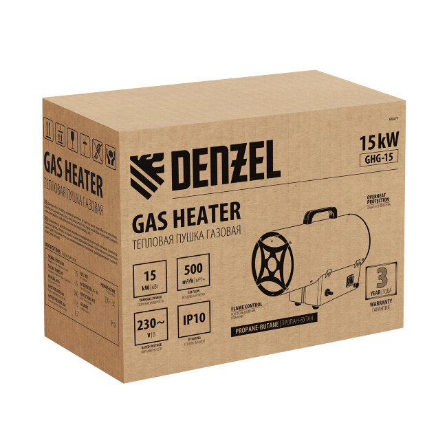 Газовая тепловая пушка GHG-15, 15 кВт, 500 м3/ч, пропан-бутан Denzel в Ижевске Газовая тепловая пушка GHG-15, 15 кВт, 500 м3/ч, пропан-бутан Denzel в Ижевске