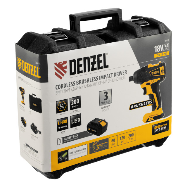 Винтоверт ударный аккумуляторный бесщет CID-IB-200 18В Li-Ion Denzel в Ижевске Винтоверт ударный аккумуляторный бесщет CID-IB-200 18В Li-Ion Denzel в Ижевске